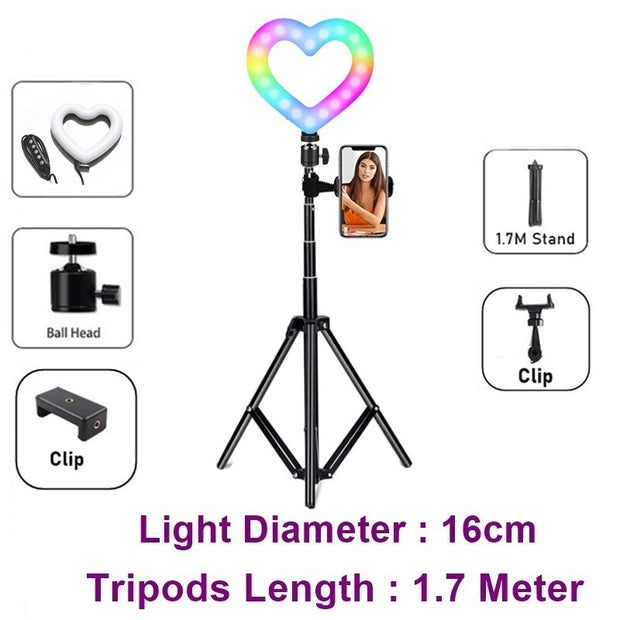 RGB Heart LED Selfie Ring Light