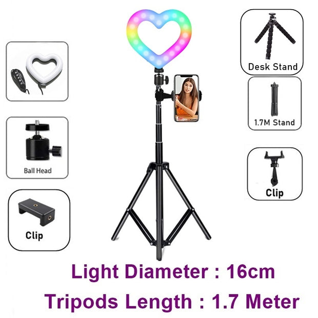 RGB Heart LED Selfie Ring Light