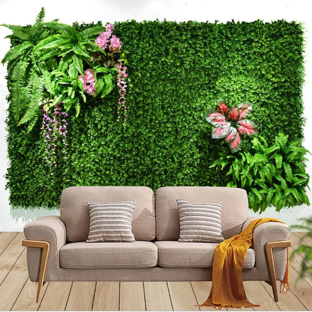 Green Artificial Plants Wall Panel Backdrop