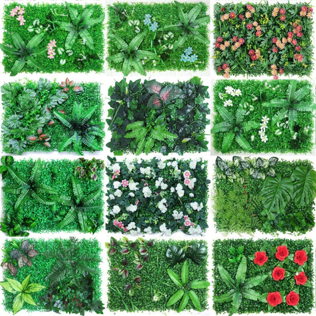 Green Artificial Plants Wall Panel Backdrop